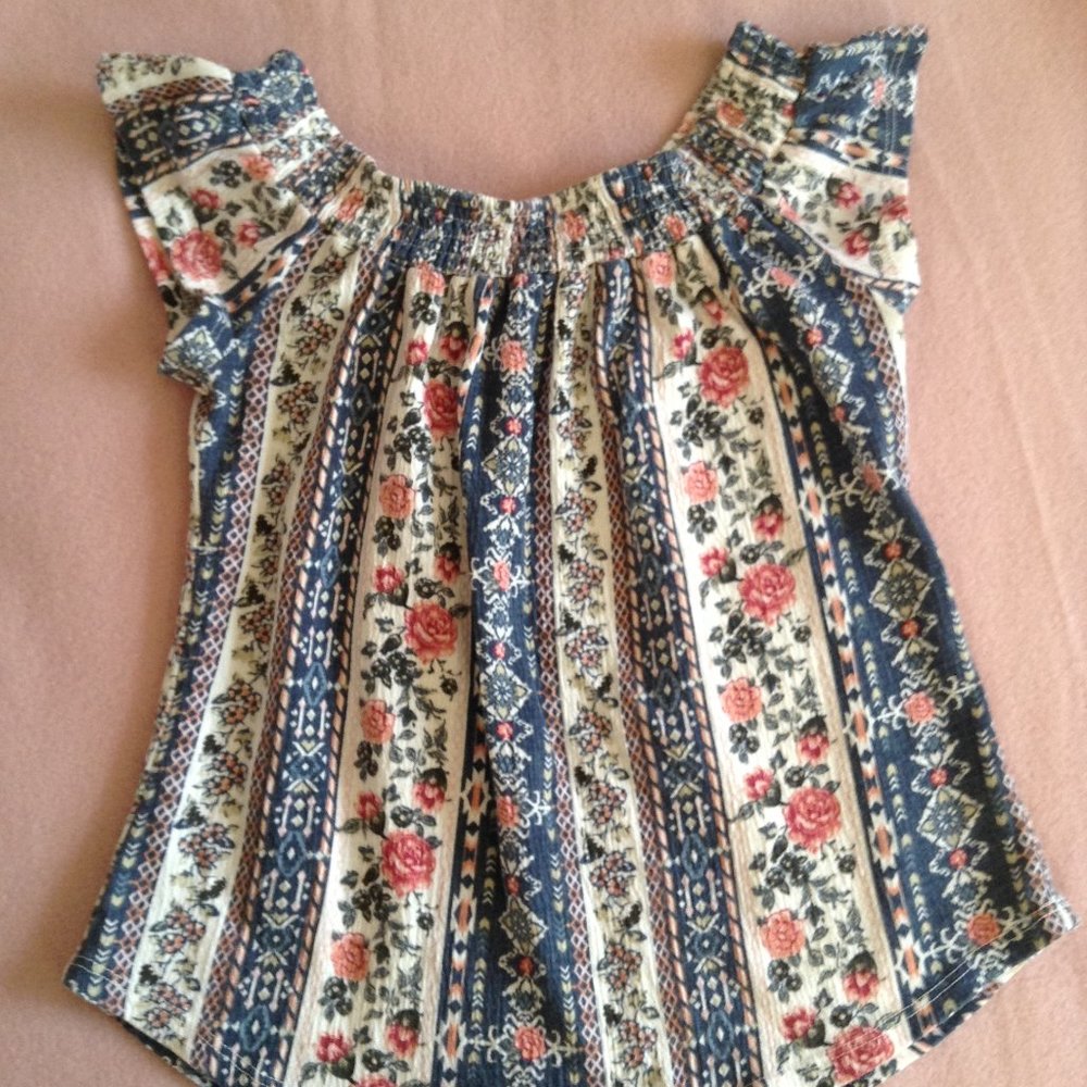 Arizona Jeans Floral Peasant Blouse, Girls' Sz. M